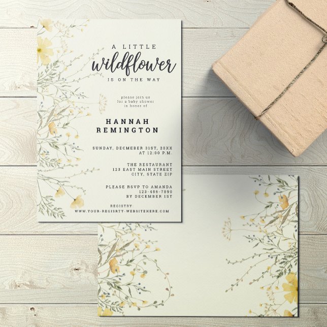 Eine kleine Wildblume gelbe Wasserfarbendusche Einladung (Von Creator hochgeladen)