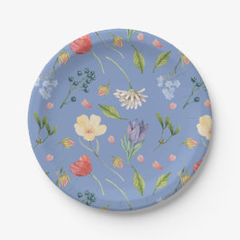 Eine kleine Wildblume Girl Baby Dusche blau Pappteller