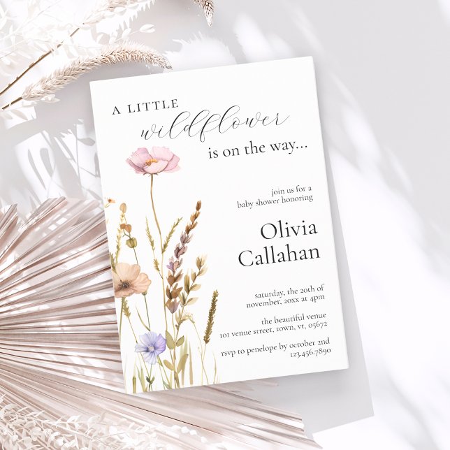 Eine kleine Wildblume Girl Baby Dusche Elegant Einladung (Von Creator hochgeladen)