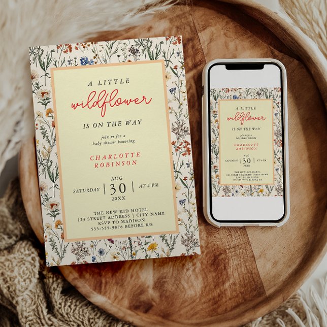 Eine kleine Wildblume Girl Babydusche Einladung (Von Creator hochgeladen)