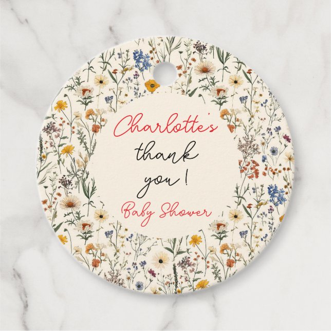 Eine kleine Wildblume Girl Babydusche Geschenkanhänger (Vorderseite)