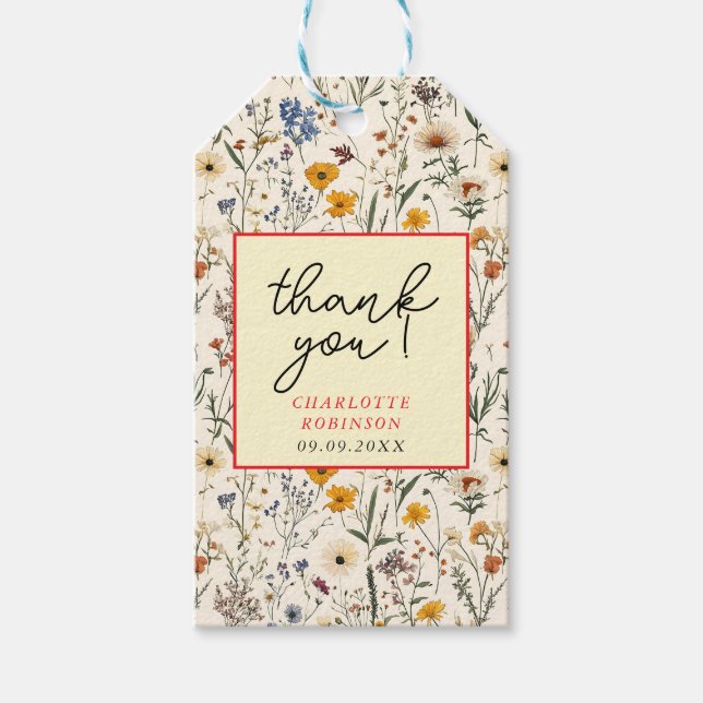 Eine kleine Wildblume Girl Babydusche Geschenkanhänger (Vorderseite)