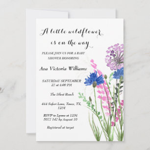 Eine kleine Wildblume Girl Babydusche mit Blumen Einladung