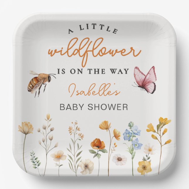 Eine kleine Wildblume Girl Babydusche Pappteller (Vorderseite)