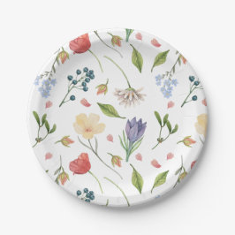 Eine kleine Wildblume Girl Babydusche weiß Pappteller