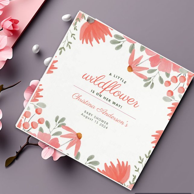 Eine kleine Wildblume Girl Peach Baby Dusche Serviette (Von Creator hochgeladen)