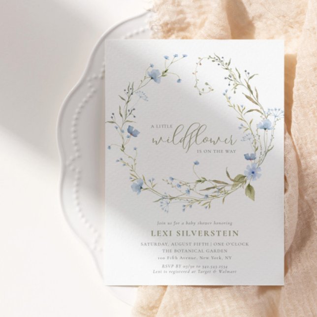 Eine kleine Wildblume Green Boho Baby Girl Einladung (Von Creator hochgeladen)