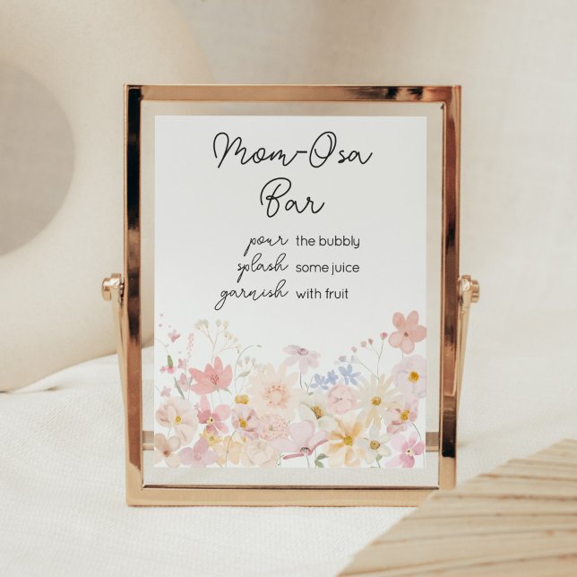 Eine kleine Wildblume ist auf dem Weg Mama Osa Bar Poster (Floral Little Wildflower Is On The Way Baby Shower Mom Osa Bar)