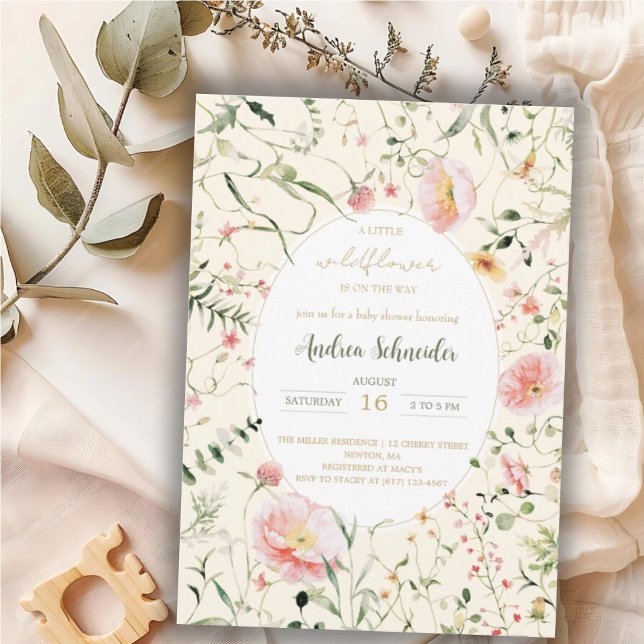 Eine kleine Wildblume ist auf dem Weg zur Babydusc Einladung (Von Creator hochgeladen)