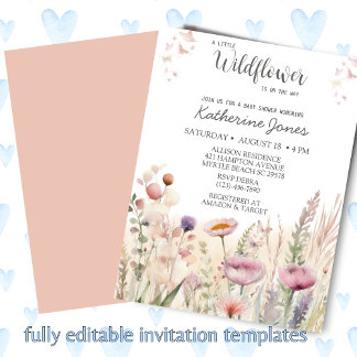 Eine kleine Wildblume Kinderdusche Einladung