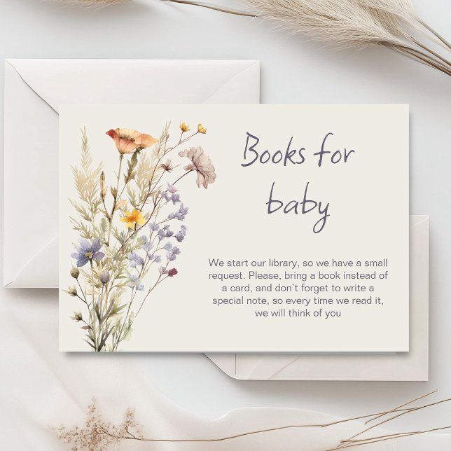 Eine kleine Wildblume mit Baby-Duschkarte Begleitkarte (Little wildflower baby shower invitation rustic boho watercolor botanical meadow, baby in bloom)