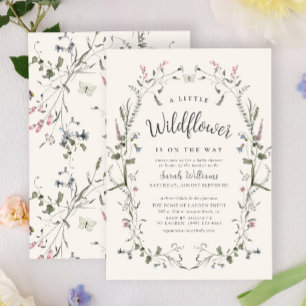 Eine kleine Wildblume Natur Floral Girl Babydusche Einladung