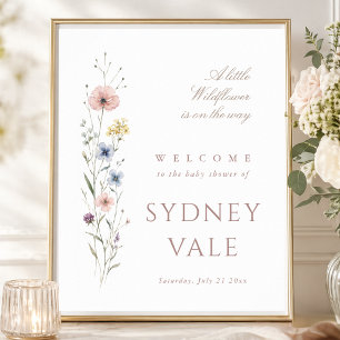 Eine kleine Wildblume neutrale Babyparty Begrüßung Poster