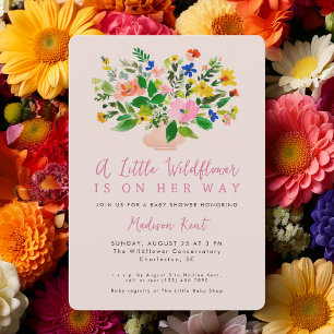 Eine kleine Wildblume Pink Mädchen Baby Shower Einladung