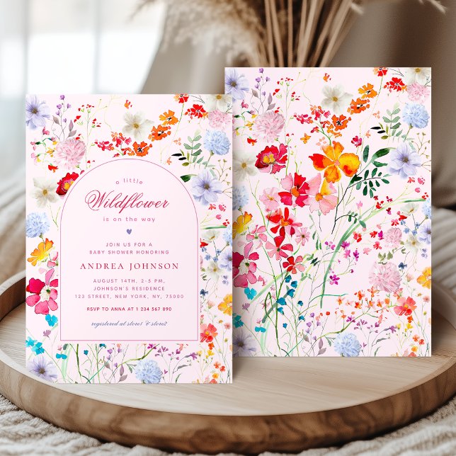 Eine kleine Wildblume Rosa Blume Girl Baby Dusche Einladung (Von Creator hochgeladen)
