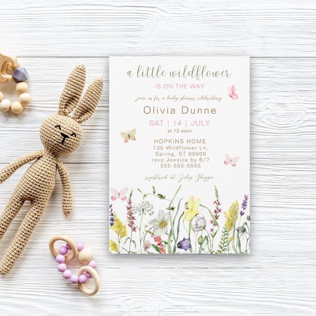 Eine kleine Wildblume Wasserfarbendusche Einladung (A Little Wildflower Watercolor Baby Shower Invitation)