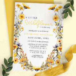 Eine kleine Wildblume Yellow Boho Babydusche Einladung