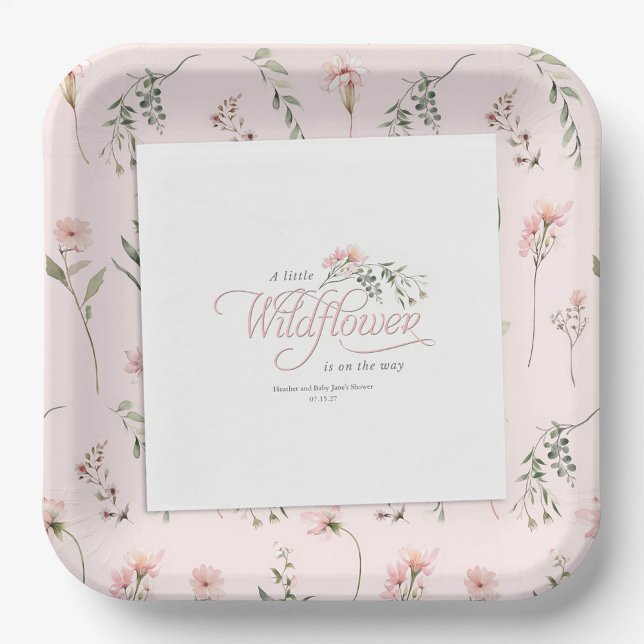 Eine kleine Wildblume zum Thema Rosa-Babydusche Serviette (Von Creator hochgeladen)