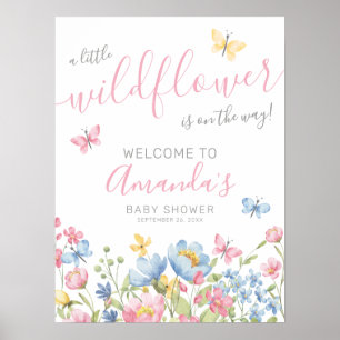 Eine kleine Wildblumen-Baby-Party Begrüßung Poster