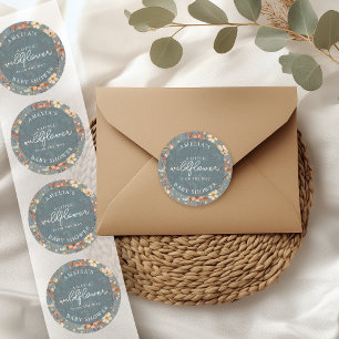 Eine kleine Wildblumen-Baby-Party-Blumengestaltung Runder Aufkleber