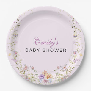Eine kleine Wildblumen-Baby-Party Pappteller
