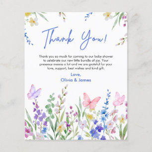 Eine kleine Wildblumen-Baby-Shower-Dankeskarten