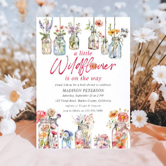 Eine kleine Wildblumen-Blumenarrangement-Baby-Part Einladung