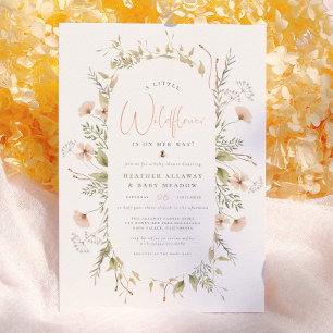 Eine kleine Wildblumen-Boho-Bienengirl-Babyparty Einladung