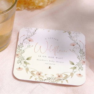 Eine kleine Wildblumen Boho Mädchen Babyparty Rechteckiger Pappuntersetzer