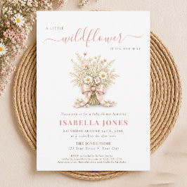 Eine kleine Wildblumen-Coquette-Bow-Baby-Party Einladung