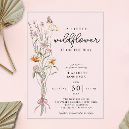 Eine kleine Wildblumen-Mädchen-Baby-Party Acryleinladungen