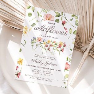 Eine kleine Wildblumen-Mädchen-Baby-Party-Einladun Einladung