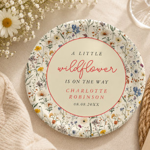 Eine kleine Wildblumen-Mädchen-Baby-Party Pappteller