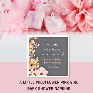 Eine kleine Wildblumen-Pink-Baby-Party Serviette