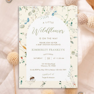 Eine kleine Wildblumen-Wildblumen-Biene-Baby-Party Einladung