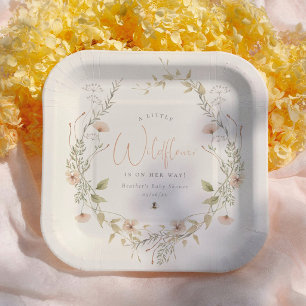 Eine kleine wilde Blumen Boho Mädchen Babyparty Pappteller