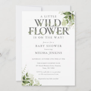 Eine kleine wilde Blumen Grüne Florale Babyparty Einladung