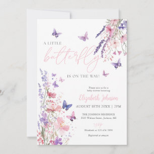 Eine kleine wilde Schmetterlings-Blumen-Baby-Party Einladung