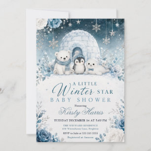 Eine kleine Winterstern-Babyparty Einladung