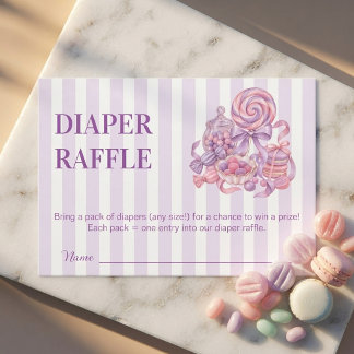 Eine kleine Zuckerpflaume-Baby-Party-Windel-Raffle Begleitkarte