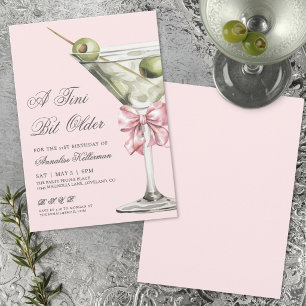 Eine Kleinigkeit Älter Pink Schleife Martini Gebur Einladung