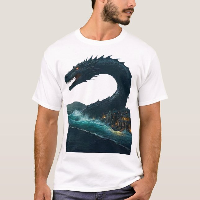 Eine kolossale Schlange im Meer, die durch die ver T-Shirt (Vorderseite)