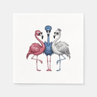 Eine Kombination aus drei einzigartigen Flamingos Serviette