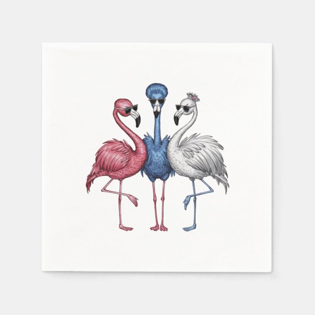 Eine Kombination aus drei einzigartigen Flamingos Serviette (Vorderseite)