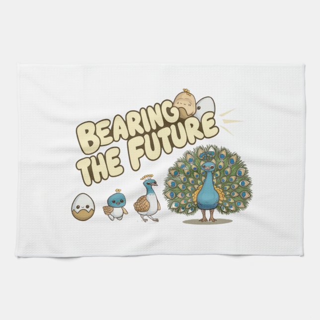 Eine komische Pfau-Evolution Geschirrtuch (Horizontal)