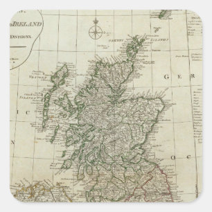 Eine komplette Karte der britischen Inseln Quadratischer Aufkleber