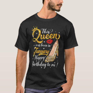 Eine Königin war Geboren im Januar Leopard Hoch T-Shirt