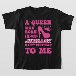 Eine Königin war im Januar Geboren Pink Crown T-Shirt