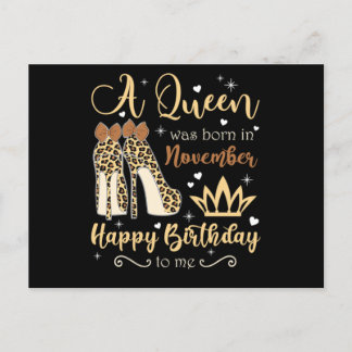 Eine Königin war im November zum Geburtstag glückl Einladungspostkarte