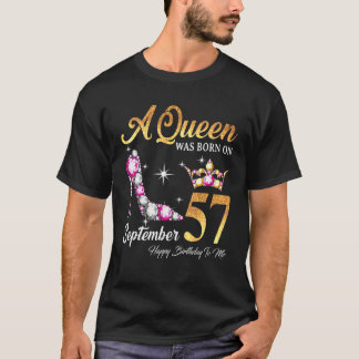 Eine Königin war im September 57 glücklich Geburts T-Shirt